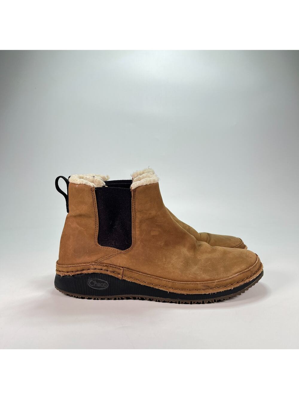 Chaco Paonia Chelsea Tan Casual Waterproof Suede Pull On Fluff Boots Womens Sz 8